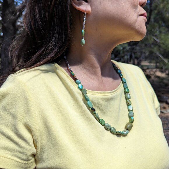 Navajo Turquoise Bead Necklace Earring Set Handmade‎ Native American Jewelry*** - Picture 3 of 12
